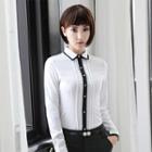 Single-button Blazer/pants/pencil Skirt/contrast-trim Shirt