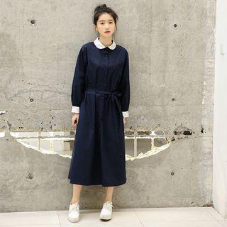 Two-tone Midi Shirt Dress