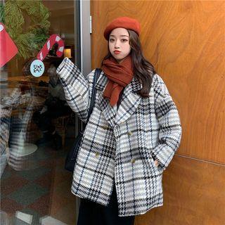 Plaid Double-breasted Oversize Coat
