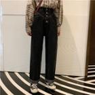 Long-sleeve Striped Shirt / Wide Leg Jeans