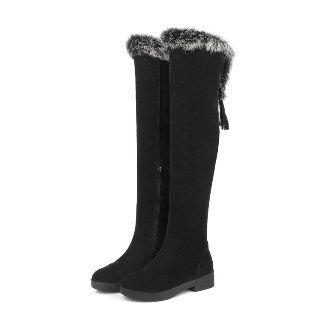 Furry-trim Over-the-knee Boots