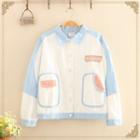 Color-block Asymmetric Pocket Lapel Jacket