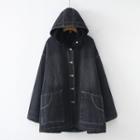 Hooded Denim Coat Black - One Size