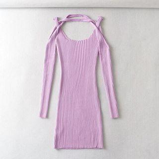 Set: Long-sleeve Shrug + Knit Mini Bodycon Tank Dress