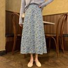 High-waist Floral A-line Midi Skirt As Shown In Figure - One Size