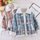 Fleece-lined Toggle-front Plaid Jacket