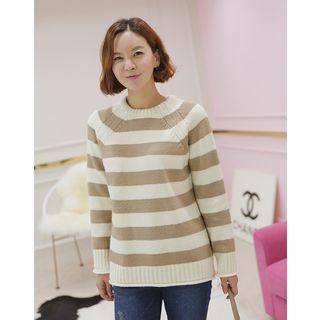 Raglan-shoulder Striped Sweater