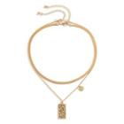 Moon & Star Tag Pendant Alloy Choker 3090 - Gold - One Size