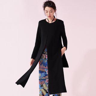 Long-sleeve Slit Long T-shirt