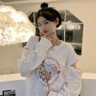 Flower Embroidered Cut-out Sweatshirt