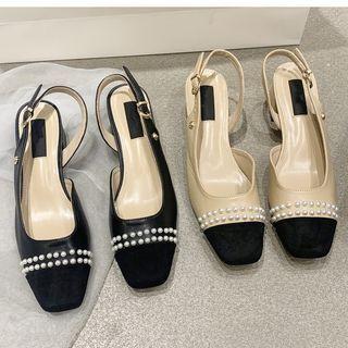 Studded Slingback Chunky-heel Mules