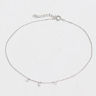 Rhinestone Chain Anklet Silver - One Size