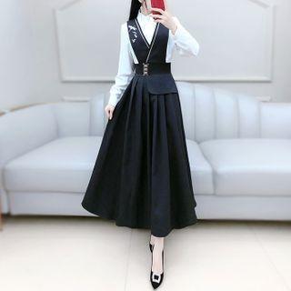 Midi A-line Jumper Dress With Belt