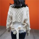 Tie-back Cable-knit Sweater Ivory - One Size