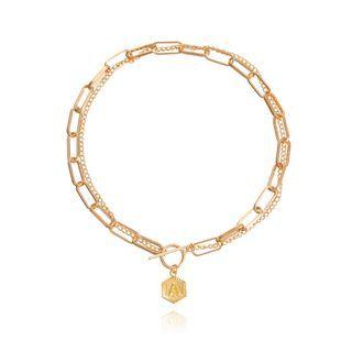 Alphabet Pendant Alloy Choker Gold - One Size