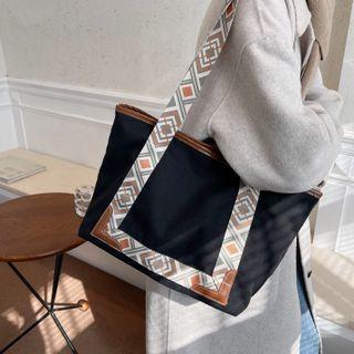 Geometric Strap Canvas Tote Bag