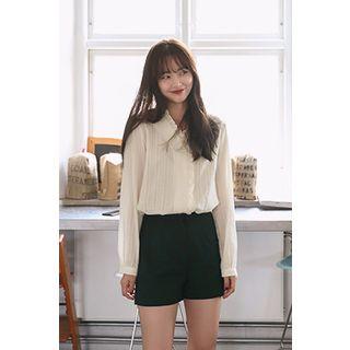 Frill-trim Textured Blouse
