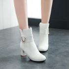 Embellished Block Heel Short Boots