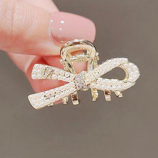 Knot Faux Pearl Hair Clamp Ly1415 - White & Gold - One Size