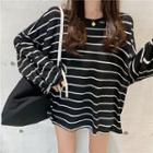 Long-sleeve Striped T-shirt Black - One Size