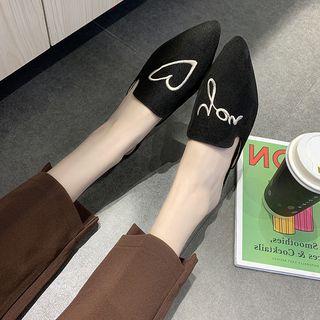 Alphabets Embroidered Pointed-toe Mules