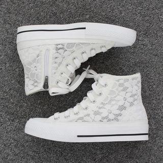 Lace-panel High-top Sneakers