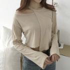 Long-sleeve Slit Shoulder Top