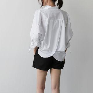 Open-placket Tie-sleeve Top