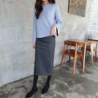 Brushed Fleece Lined Slit-back Skirt
