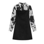 Mock Two-piece Long-sleeve Tie-dye Dress
