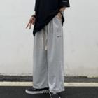 Lettering Gathered Cuff Wide-leg Pants