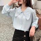 Long-sleeve Embroidered Peter Pan Collar Blouse