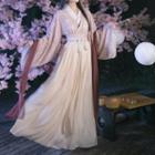 Traditional Chinese Long-sleeve Top / Maxi Skirt / Scarf