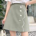 Mini A-line Button Skirt