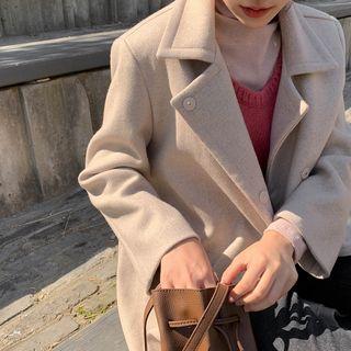 Snap-button Woolen Mac Coat