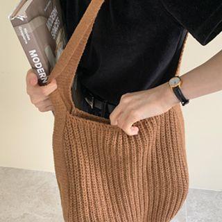 Snap-button Knit Shopper Bag