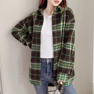 Plaid Drop-shoulder Shirt