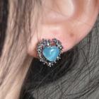 Heart Faux Cat Eye Stone Alloy Earring