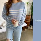 Marine Stripe Spring Sweater Sky Blue - One Size