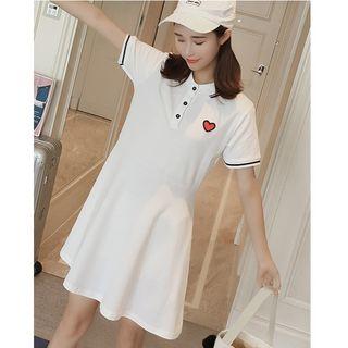 Heart Embroidered Short-sleeve Polo Dress
