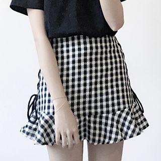 Plaid Mini Fitted Skirt