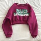 Lettering Cropped Pullover Dragon Fruit Purple - One Size