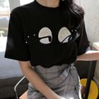Faux-pearl Embellished Short Sleeve T-shirt