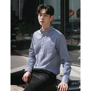 Long-sleeve Button-down Stripe Shirt