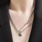 Alloy Safety Pin Pendant Necklace 1 Pc - 0541a - Alloy Safety Pin Pendant Necklace - One Size