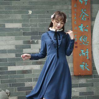 Long Sleeve Stand-collar Sheath Dress