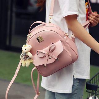 Set: Bow Accent Backpack + Crossbody Bag + Cardholder