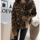Leopard Wool Blend Knit Top