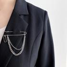 Alloy Chained Safety Pin Brooch