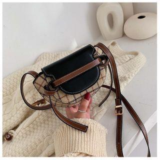 Plaid Panel Saddle Crossbody Bag